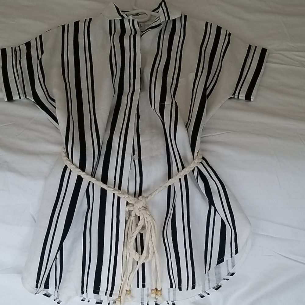 Soleil black and white stripe Tunic